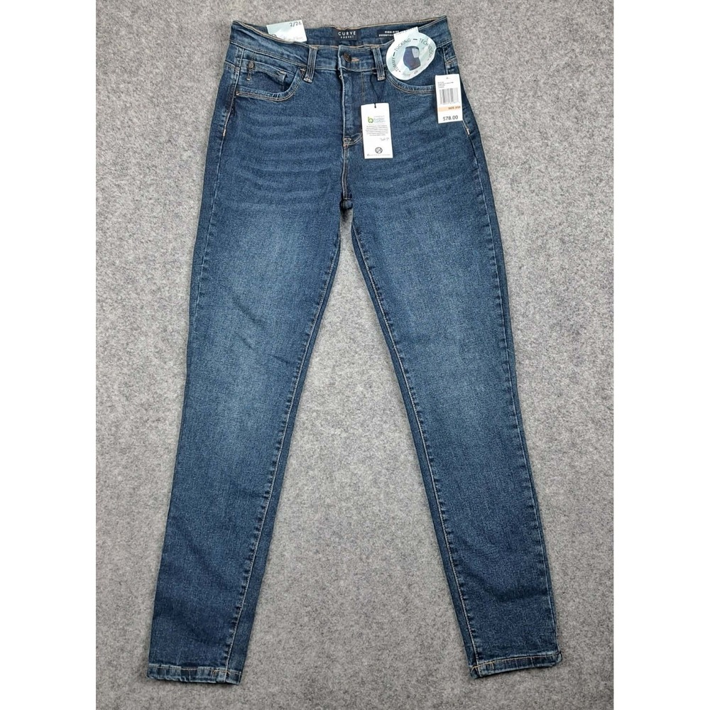 Curve Appeal Jeans Womens 2/26 Blue High Rise‎ Essential Skinny Tucking Tech NWT - Picture 7 of 10
